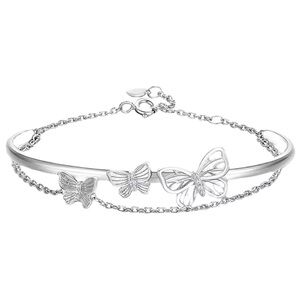 Openwork Butterfly Charm Bracelet For Women Silver Color Elegantfashion Tassel